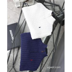 Ralph Lauren胸もと定番戦馬ロゴ刺繍ニットセータージップカーディガンコート