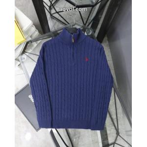 Ralph Lauren胸もと定番戦馬ロゴ刺繍ニットセータージップカーディガンコート