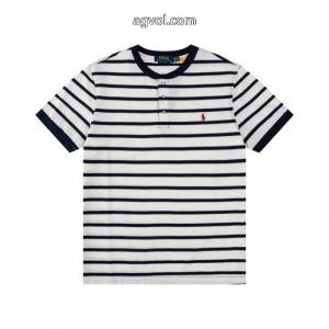 Ralph Lauren 4色スタンドカラー胸開き半袖Tシャツ