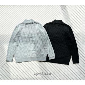 Ralph Laurenポニー刺繍ハーフジッパースタンドカラー純色麻編みセーター