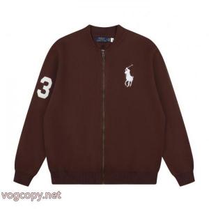 ラフローレンRalph Laurenダマスク刺繍袖ジャカードロゴフルジップニットセータージャケット