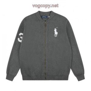 ラフローレンRalph Laurenダマスク刺繍袖ジャカードロゴフルジップニットセータージャケット