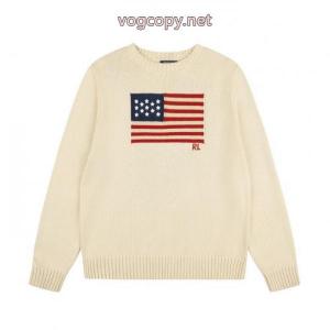 Ralph Lauren/ラフローレンクラシックベーシック刺繍ジャカードロゴ国旗ニットクルーネックセーター