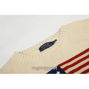Ralph Lauren/ラフローレンクラシックベーシック刺繍ジャカードロゴ国旗ニットクルーネックセーター