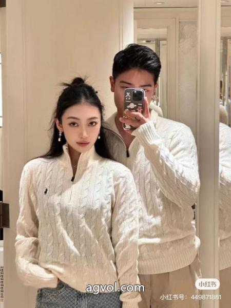 RALPH LAURENクラシックスモールロゴ刺繍ハイネックヘッダーハーフジッパーニットツイストセーター 6 