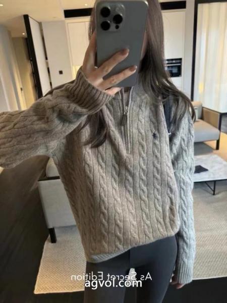 RALPH LAURENクラシックスモールロゴ刺繍ハイネックヘッダーハーフジッパーニットツイストセーター 7 