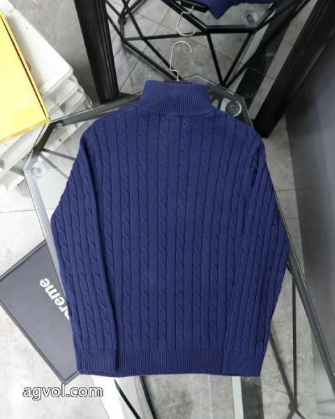 Ralph Lauren胸もと定番戦馬ロゴ刺繍ニットセータージップカーディガンコート 2