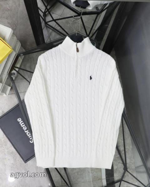 Ralph Lauren胸もと定番戦馬ロゴ刺繍ニットセータージップカーディガンコート 5