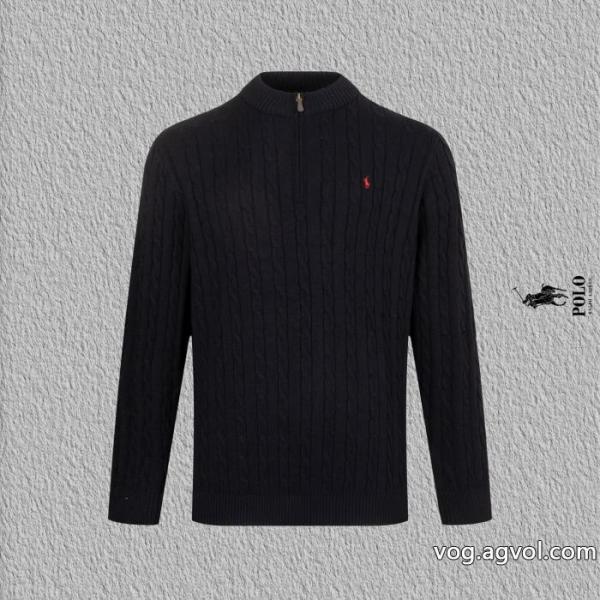 ポロ ラルフローレン Polo Ralph Laurenハーフジッパー麻刺繍ニットクルーネックセーター 0