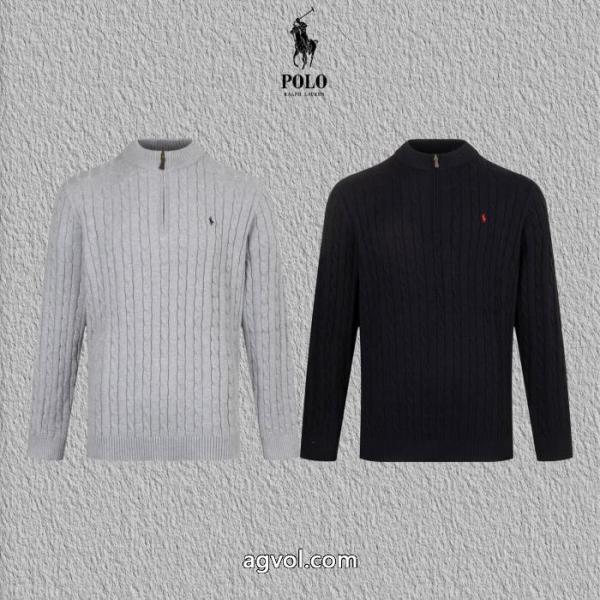 ポロ ラルフローレン Polo Ralph Laurenハーフジッパー麻刺繍ニットクルーネックセーター 2