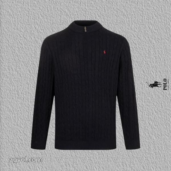 ポロ ラルフローレン Polo Ralph Laurenハーフジッパー麻刺繍ニットクルーネックセーター 3