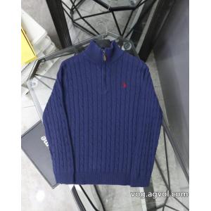 Ralph Lauren胸もと定番戦馬ロゴ刺繍ニットセータージップカーディガンコート