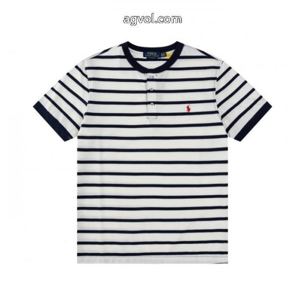 Ralph Lauren 4色スタンドカラー胸開き半袖Tシャツ 1