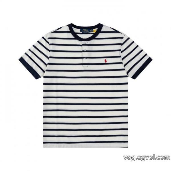 Ralph Lauren 4色スタンドカラー胸開き半袖Tシャツ 0