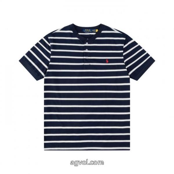 Ralph Lauren 4色スタンドカラー胸開き半袖Tシャツ 5