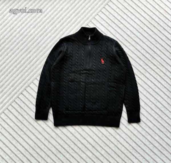 Ralph Laurenポニー刺繍ハーフジッパースタンドカラー純色麻編みセーター 5 
