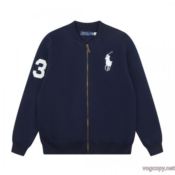 ラフローレンRalph Laurenダマスク刺繍袖ジャカードロゴフルジップニットセータージャケット 0