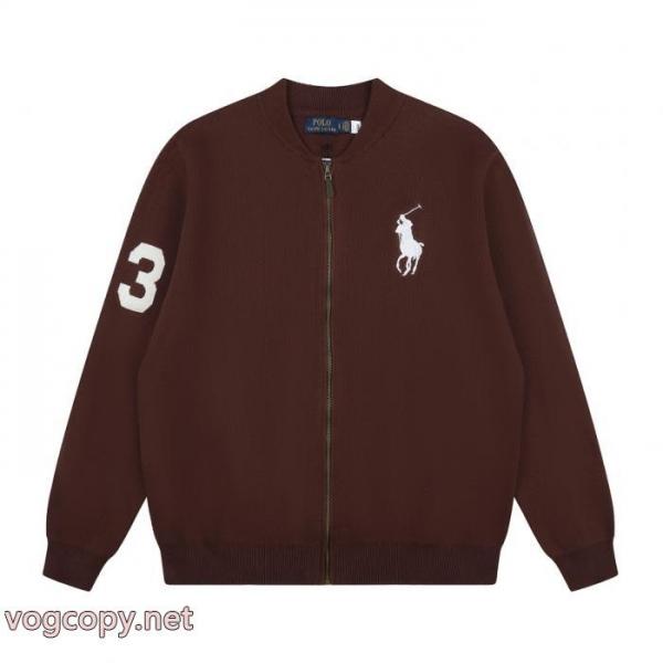 ラフローレンRalph Laurenダマスク刺繍袖ジャカードロゴフルジップニットセータージャケット 1
