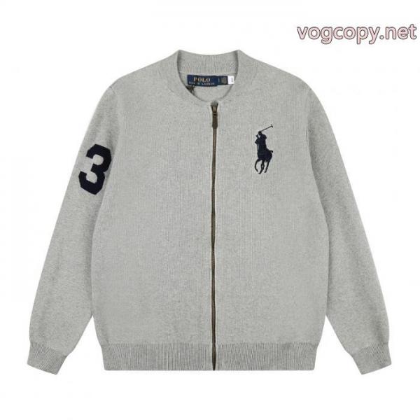 ラフローレンRalph Laurenダマスク刺繍袖ジャカードロゴフルジップニットセータージャケット 4
