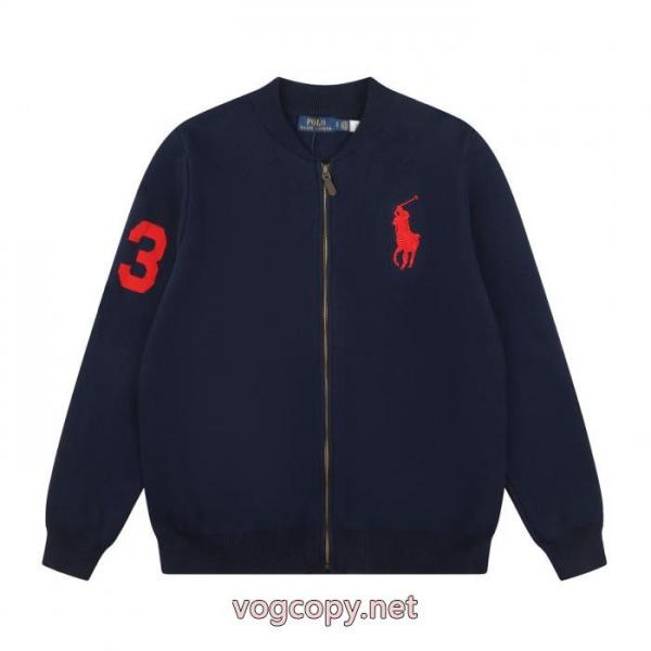 ラフローレンRalph Laurenダマスク刺繍袖ジャカードロゴフルジップニットセータージャケット 6