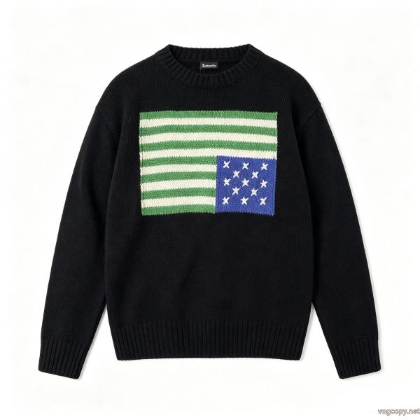 Ralph Lauren/ラフローレンクラシックベーシック刺繍ジャカードロゴ国旗ニットクルーネックセーター 0 