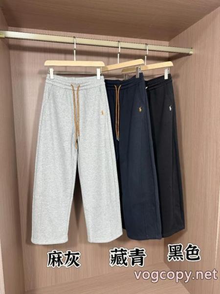 Ralph Lauren-ラフローレン刺繍奥粒絨毯厚手曲げ刀ワイドパンツ男女同型 5